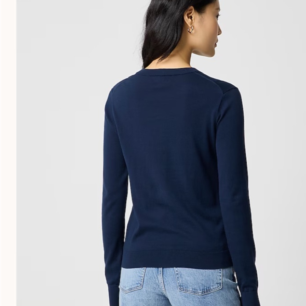 NWT J. Crew Navy Classic Cotton Button-Up Sweater Cardigan Minimalist Academia - Picture 2 of 16